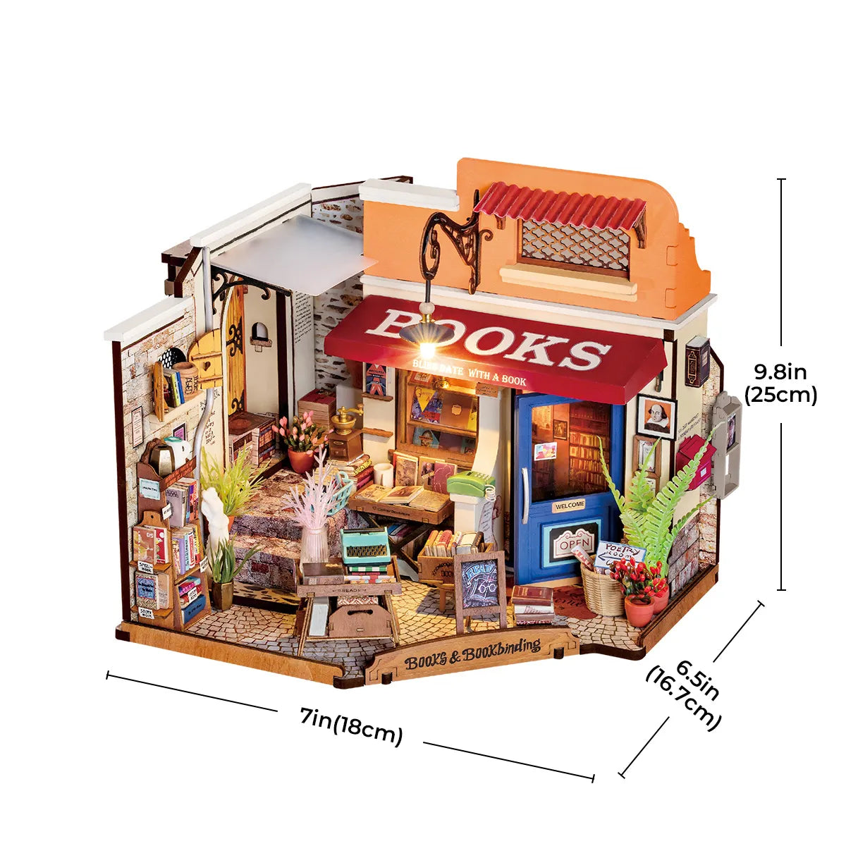 Corner Bookstore DIY Miniature House (DG164) by Rolife