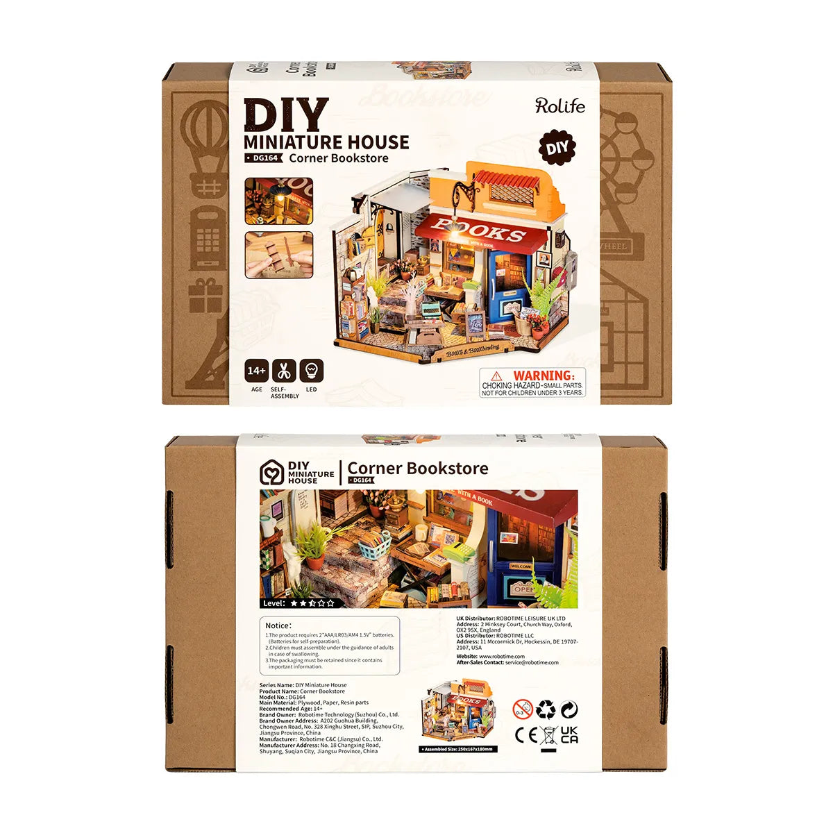 Corner Bookstore DIY Miniature House (DG164) by Rolife