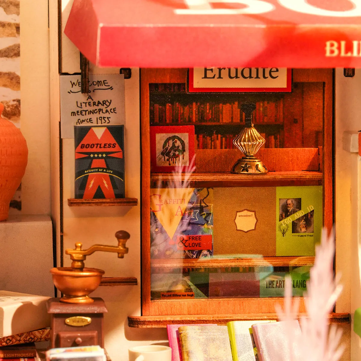 Corner Bookstore DIY Miniature House (DG164) by Rolife