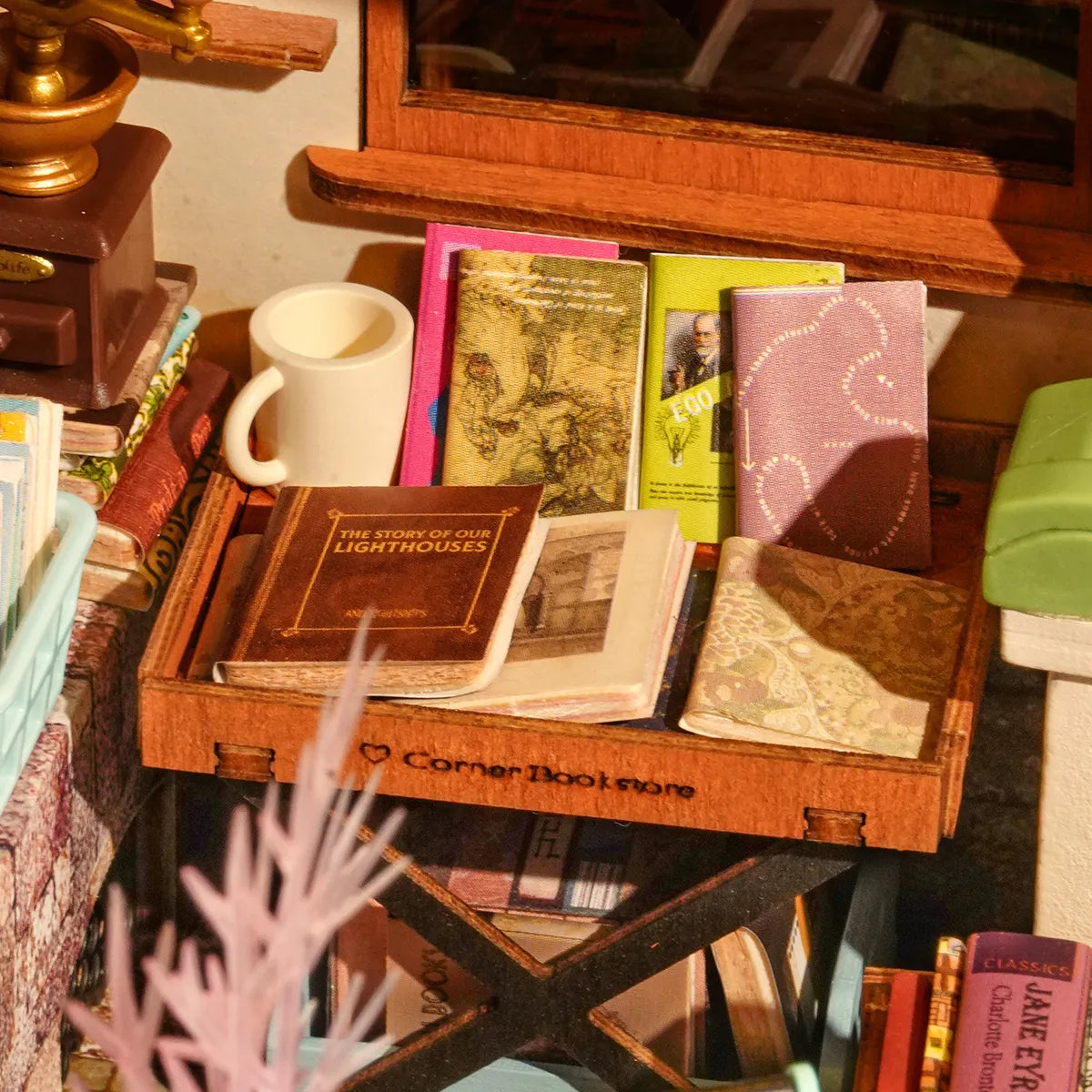 Corner Bookstore DIY Miniature House (DG164) by Rolife