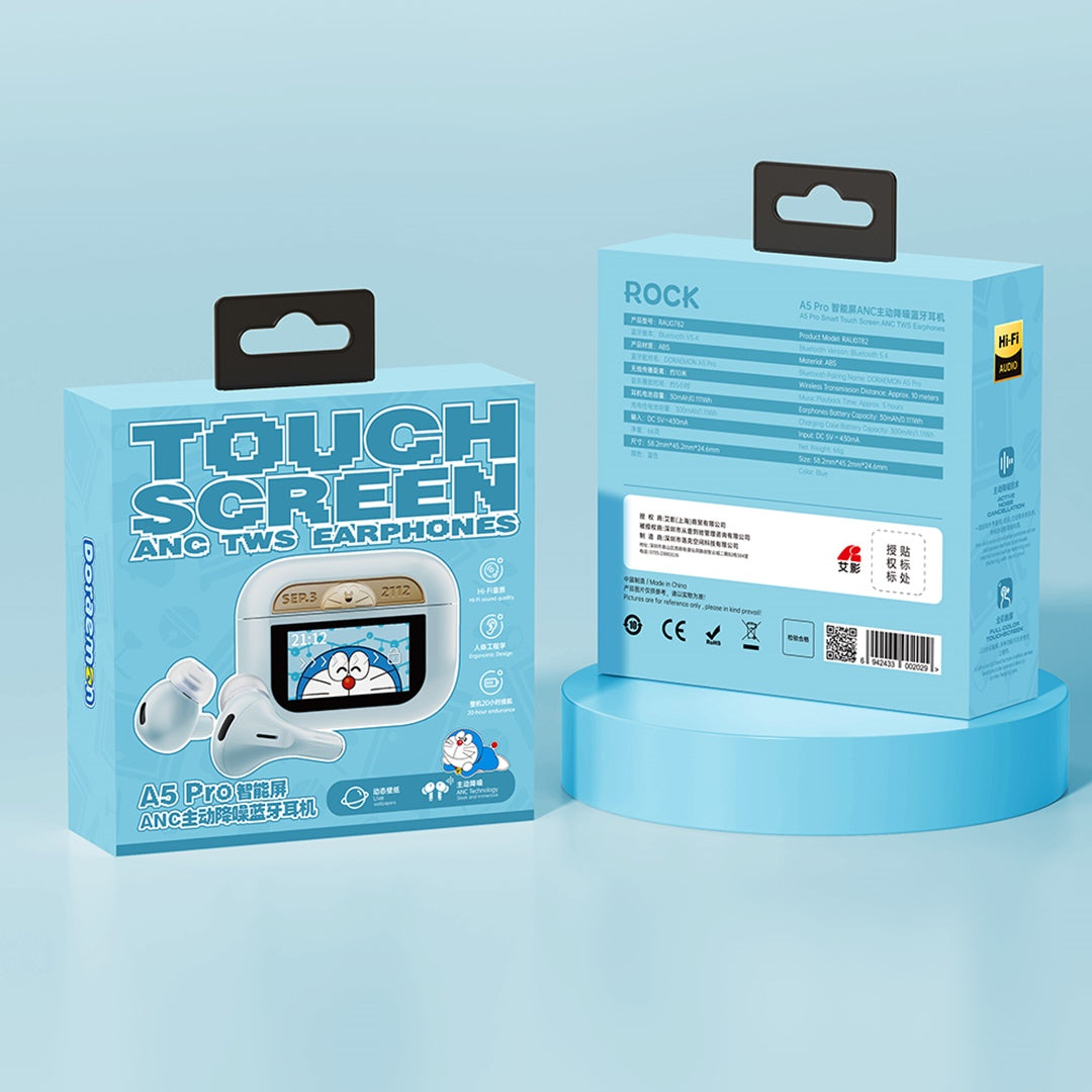 Doraemon TWS Earphones (A5 Pro Smart Touch Screen ANC) By Rock