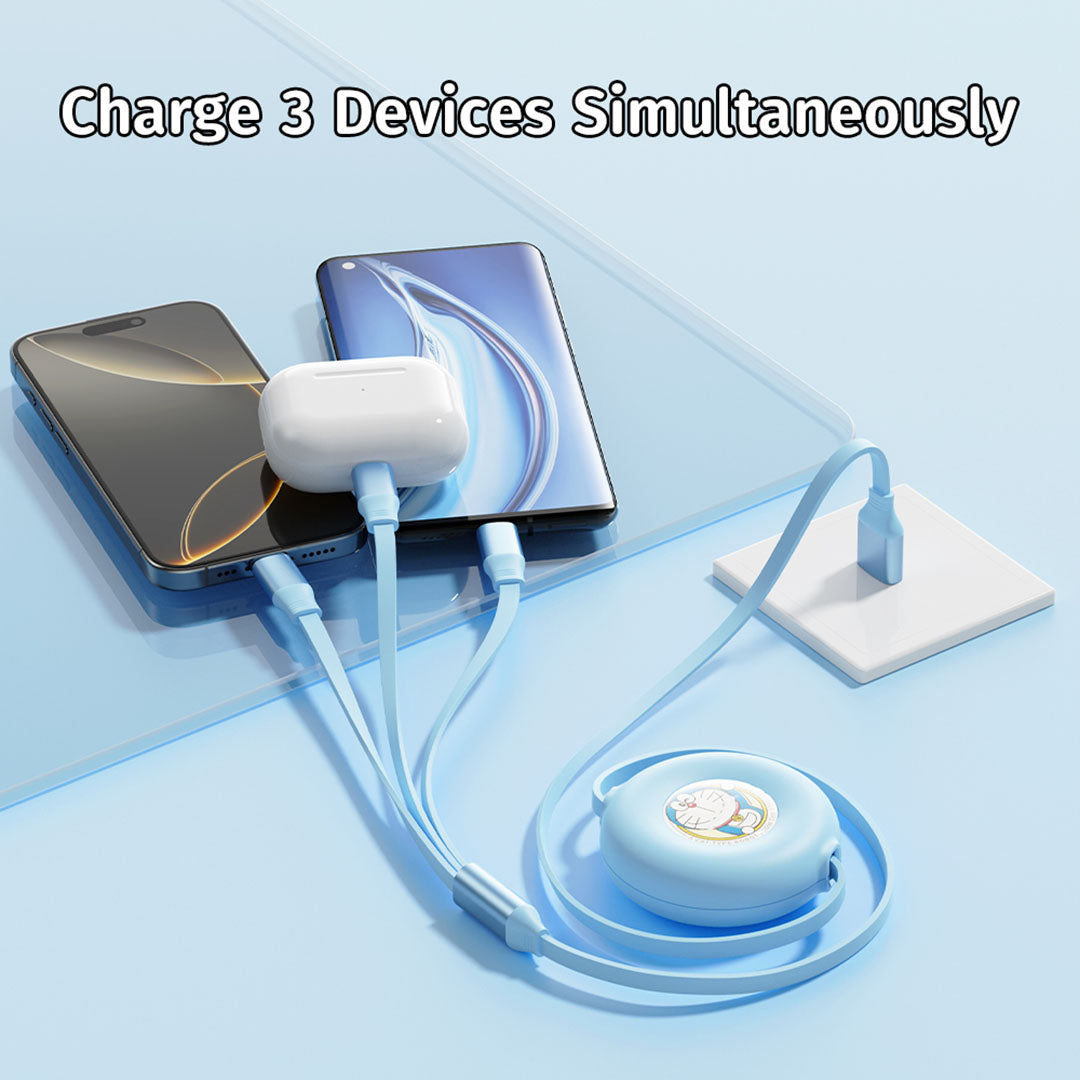 Doraemon 3In1 Charge & Sync Cable (Blue) by Rock