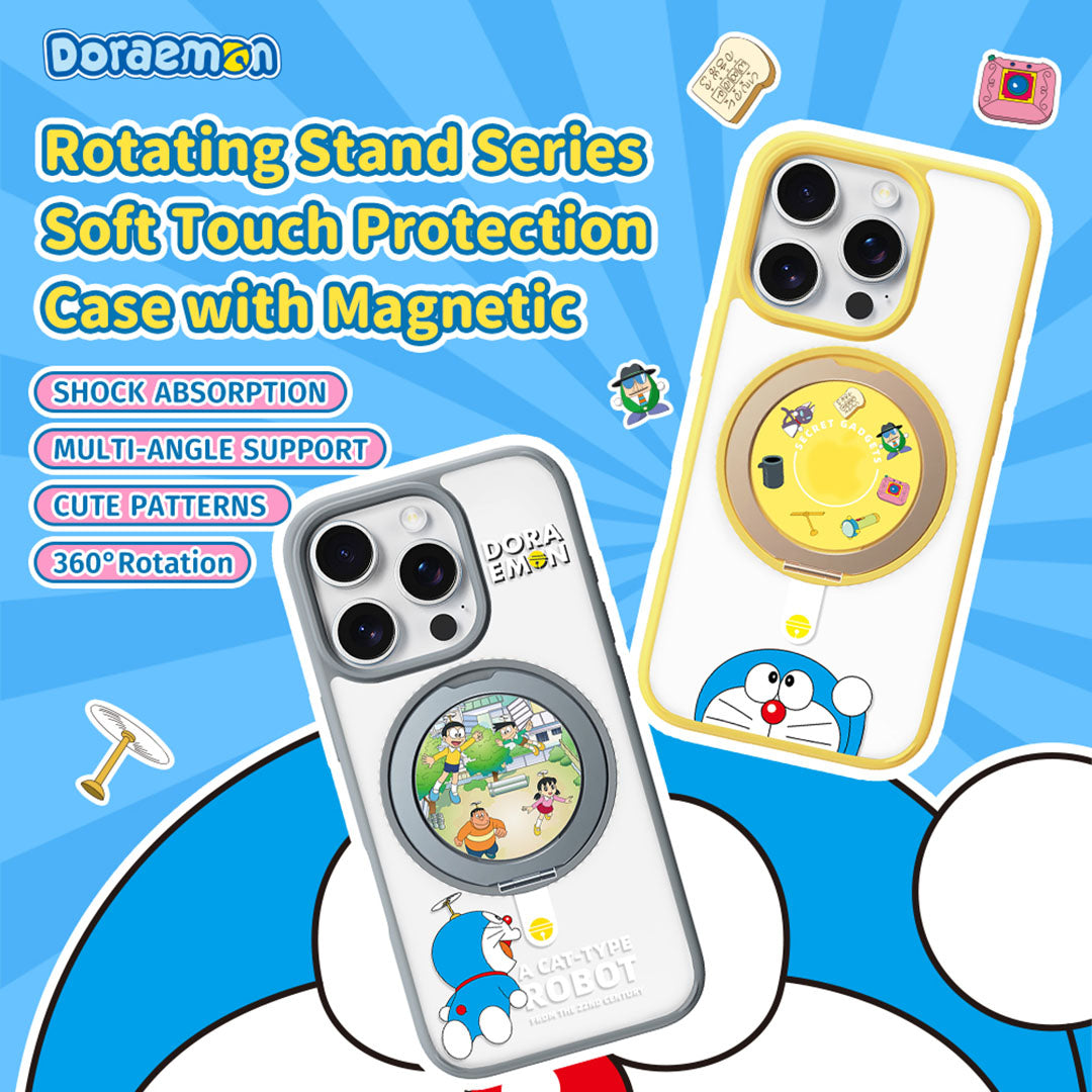 Doraemon Rotating Stand Magnetic Case (iPhone) (Yellow) by Rock