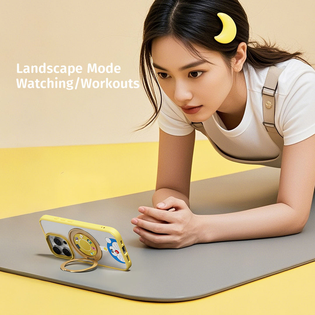 Doraemon Rotating Stand Magnetic Case (iPhone) (Yellow) by Rock
