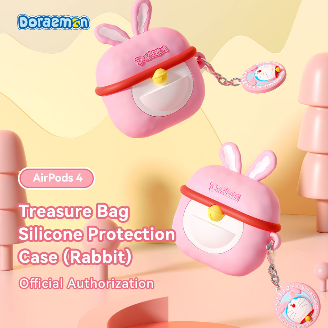 Doraemon Treasure Bag Rabbit Silicone Case (Airpods 4) (Pink) by Rock