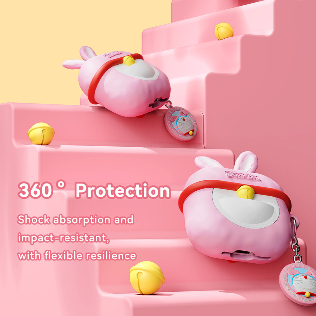 Doraemon Treasure Bag Rabbit Silicone Case (Airpods 4) (Pink) by Rock