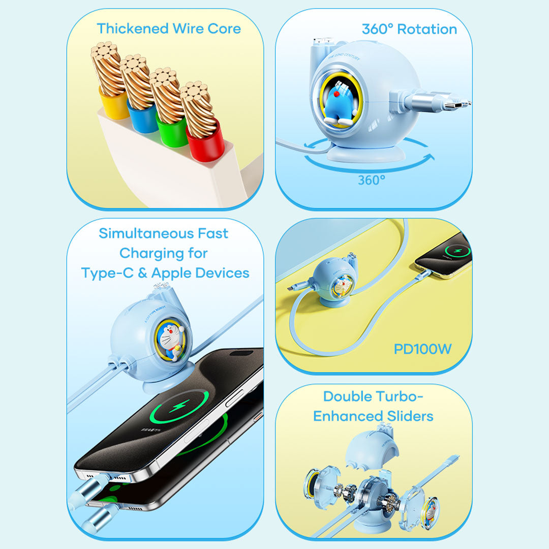 Doraemon 2In1 Charge & Sync Cable (Blue) by Rock
