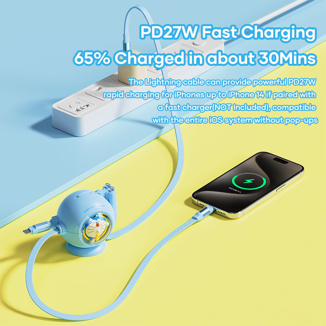 Doraemon 2In1 Charge & Sync Cable (Blue) by Rock