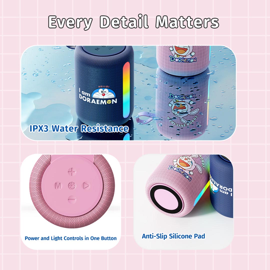 Doraemon S56 Fabric Mesh Lamp Speaker (Pink) by Rock