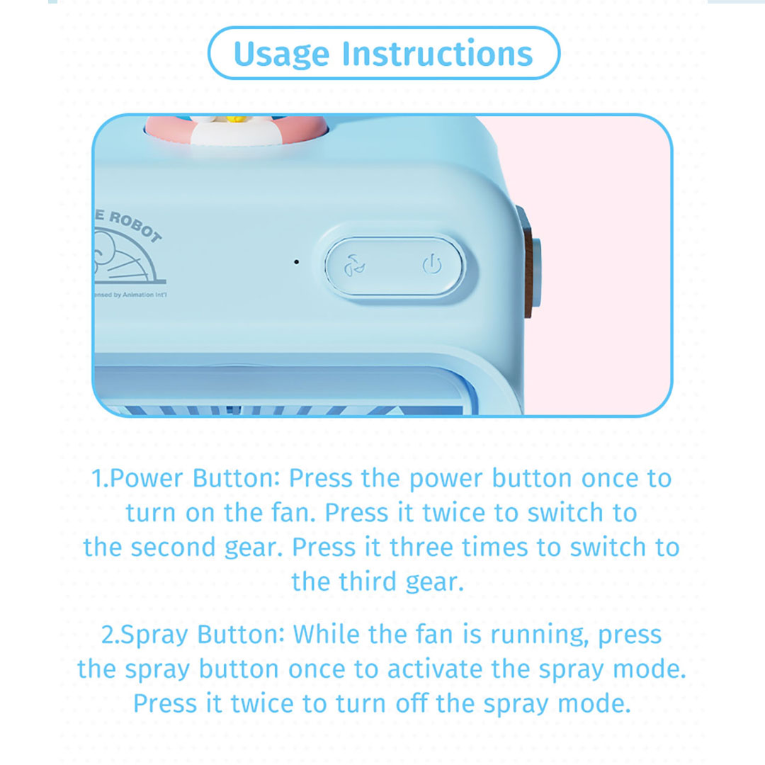 Doraemon Cooling Water Fan (Pink) by Rock
