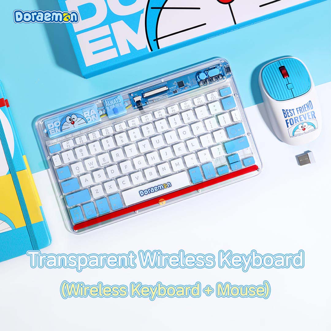 Doraemon Transpancy Keyboard (Blue and White) by Rock