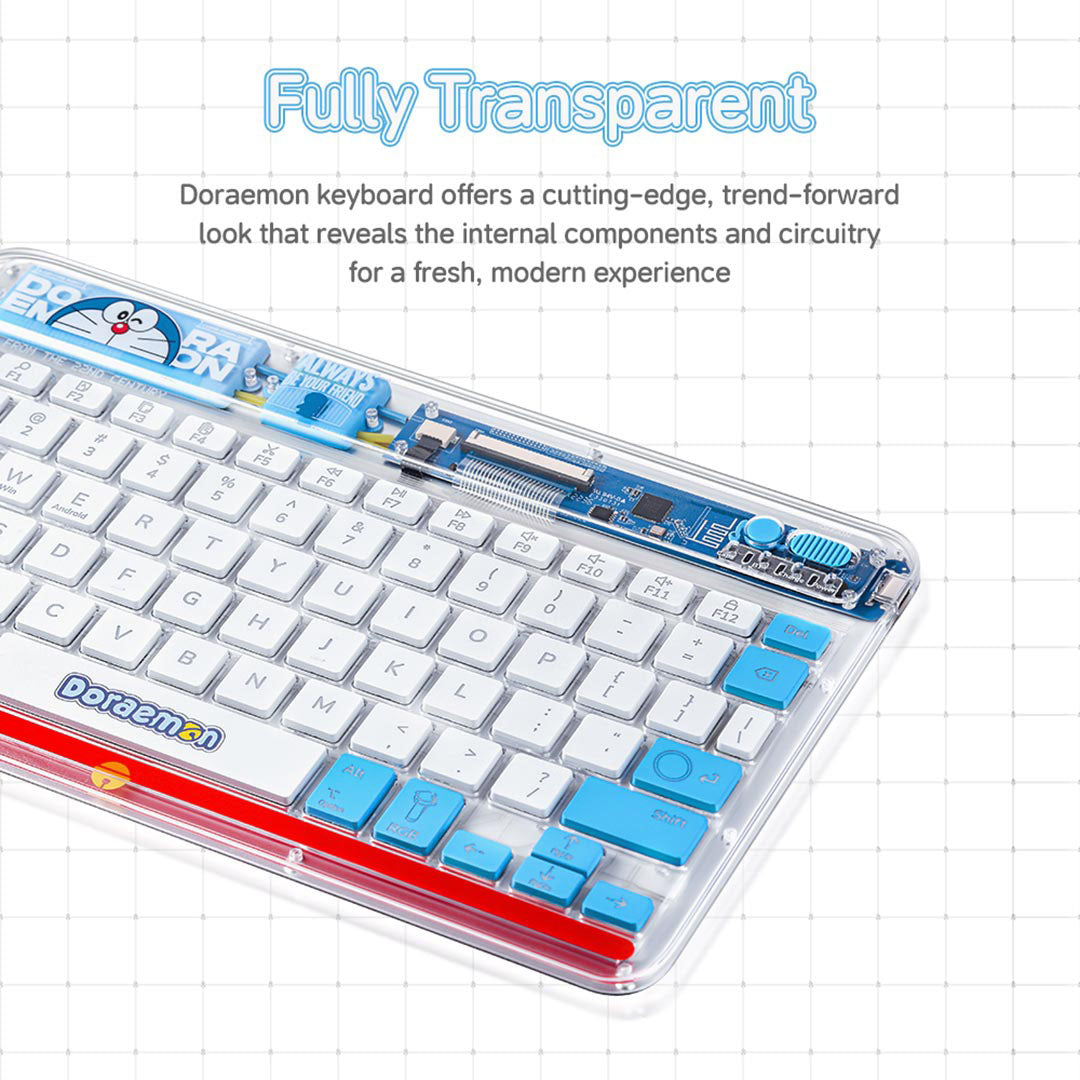 Doraemon Transpancy Keyboard (Blue and White) by Rock