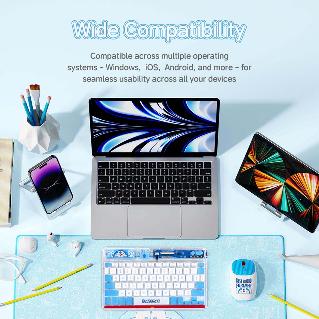 Doraemon Transpancy Keyboard (Blue and White) by Rock