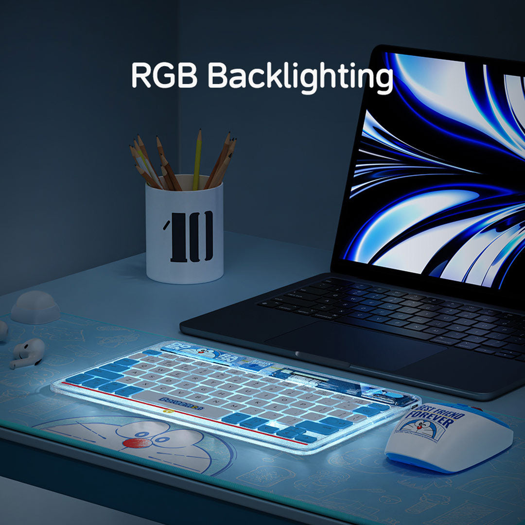 Doraemon Transpancy Keyboard (Blue and White) by Rock