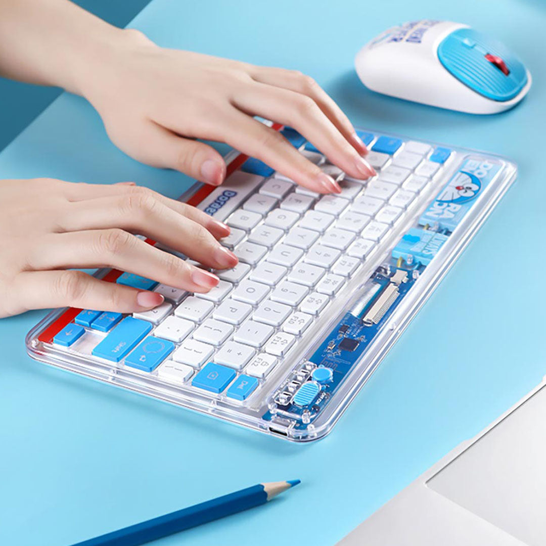 Doraemon Transpancy Keyboard (Blue and White) by Rock