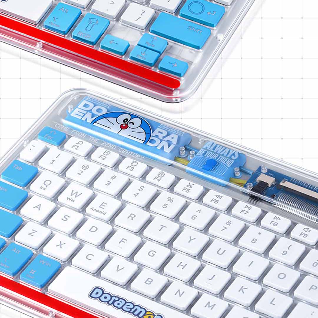 Doraemon Transpancy Keyboard (Blue and White) by Rock