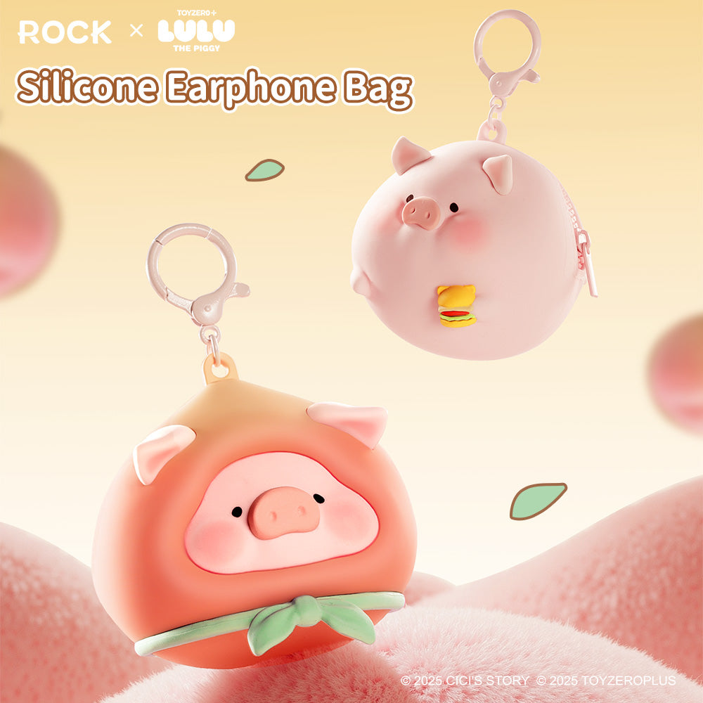 LuLu the Piggy Piggy Peach Silicone Earphone Bag by Rock