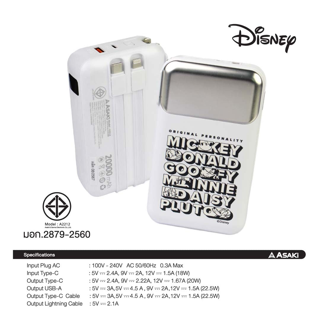 Donald Duck Angry Mickey Mouse & Friends Power Bank 20000mAh (White) by Asaki