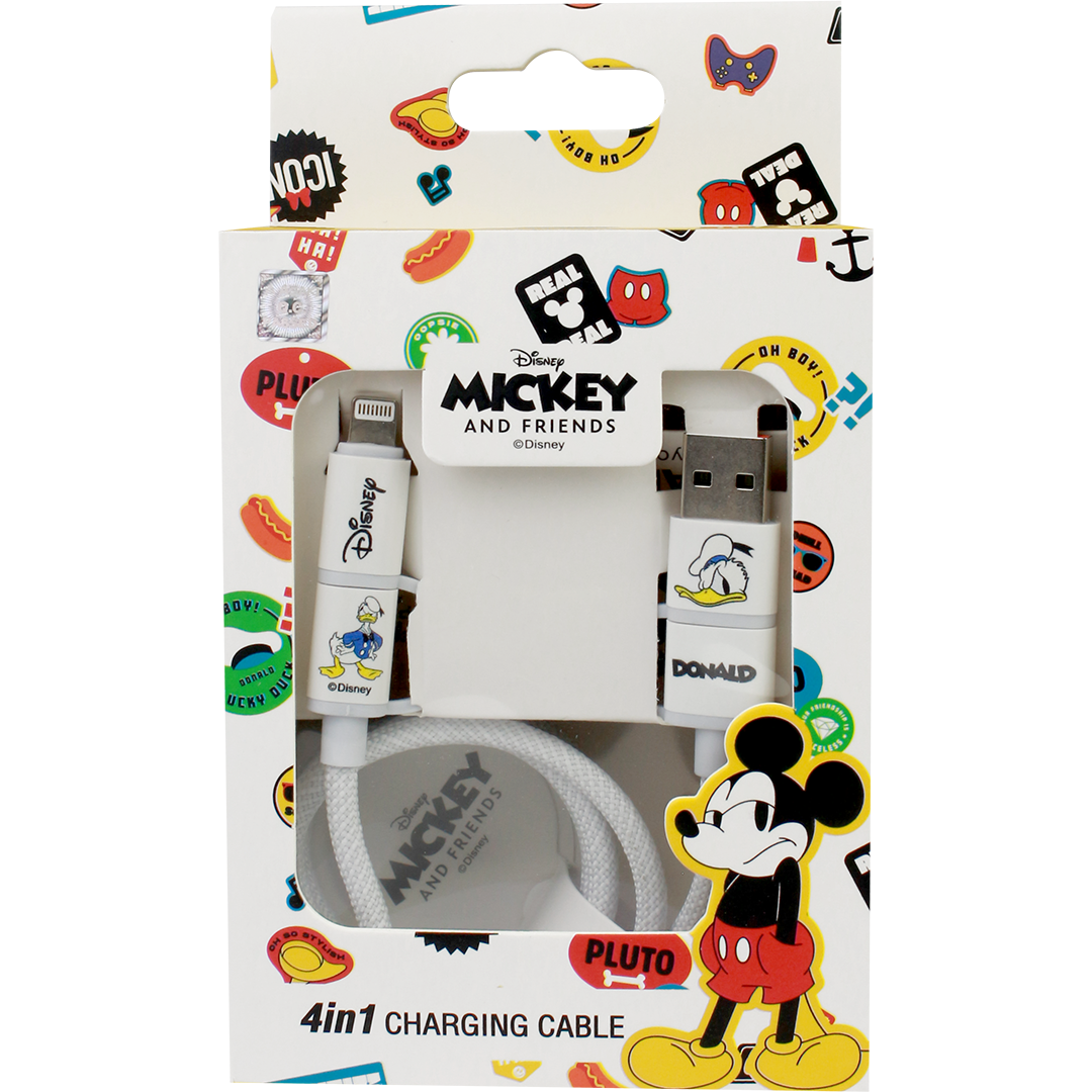 Donald Duck Mickey Mouse & Friends 4-in-1 Cable (White) by Asaki
