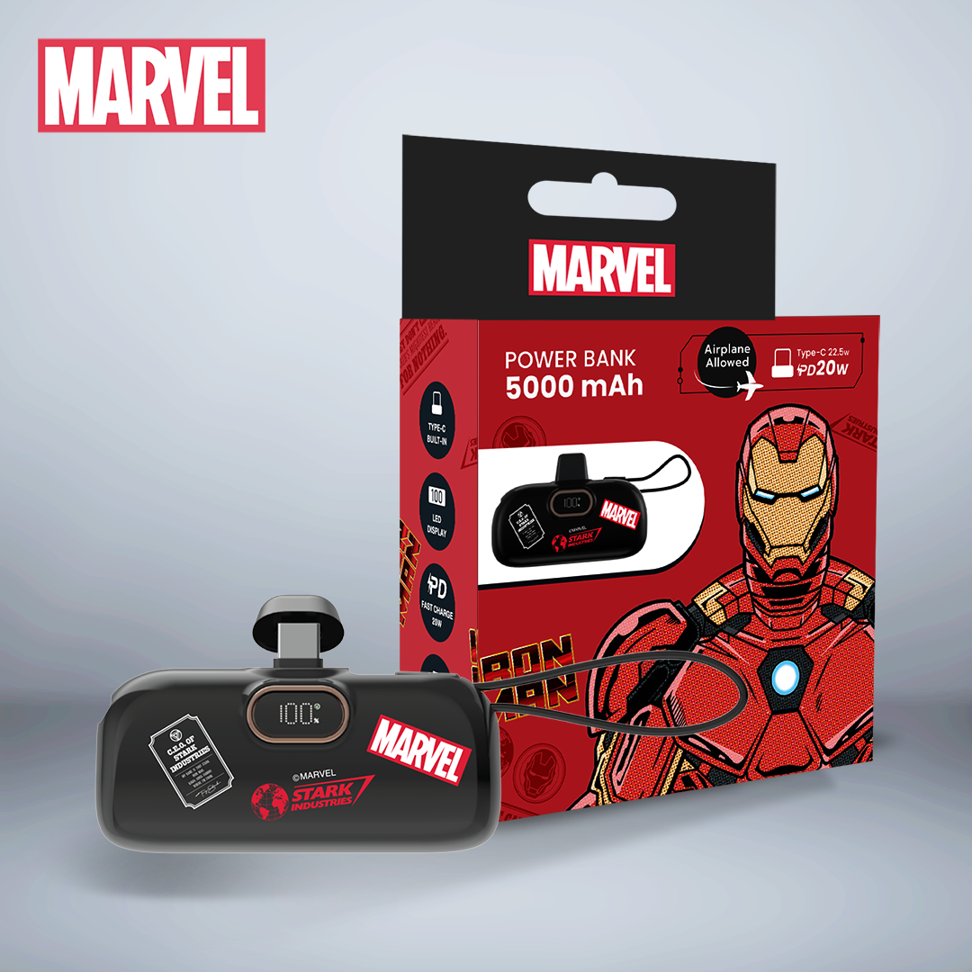 Iron Man Marvel Power Bank Type-C (5000mAh) (Black) by Amaze Max
