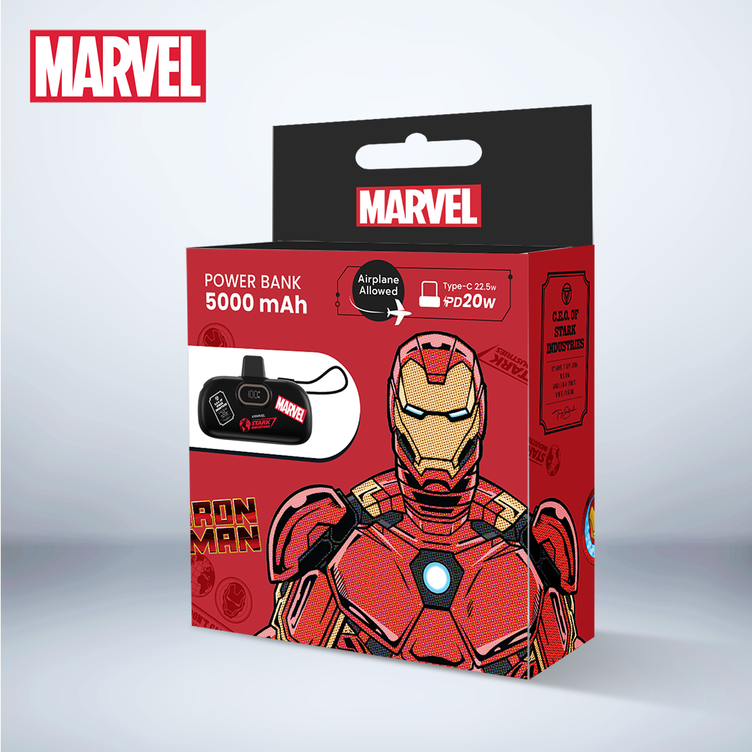 Iron Man Marvel Power Bank Type-C (5000mAh) (Black) by Amaze Max
