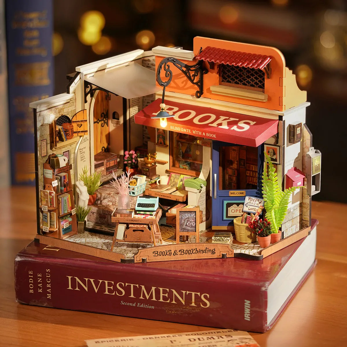 Corner Bookstore DIY Miniature House (DG164) by Rolife