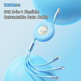 Doraemon 3In1 Charge & Sync Cable (Blue) by Rock