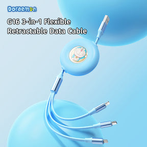Doraemon 3In1 Charge & Sync Cable (Blue) by Rock