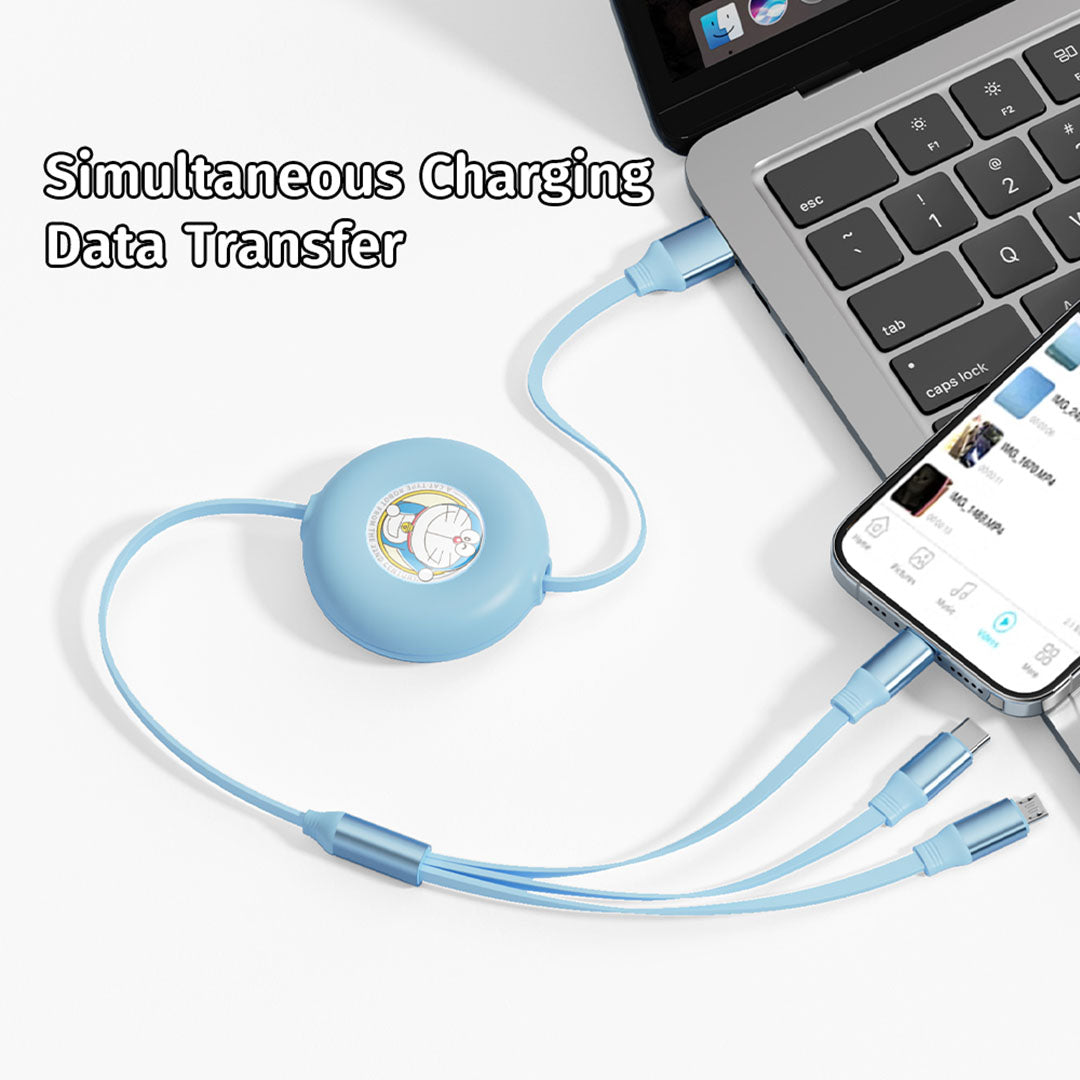 Doraemon 3In1 Charge & Sync Cable (Blue) by Rock