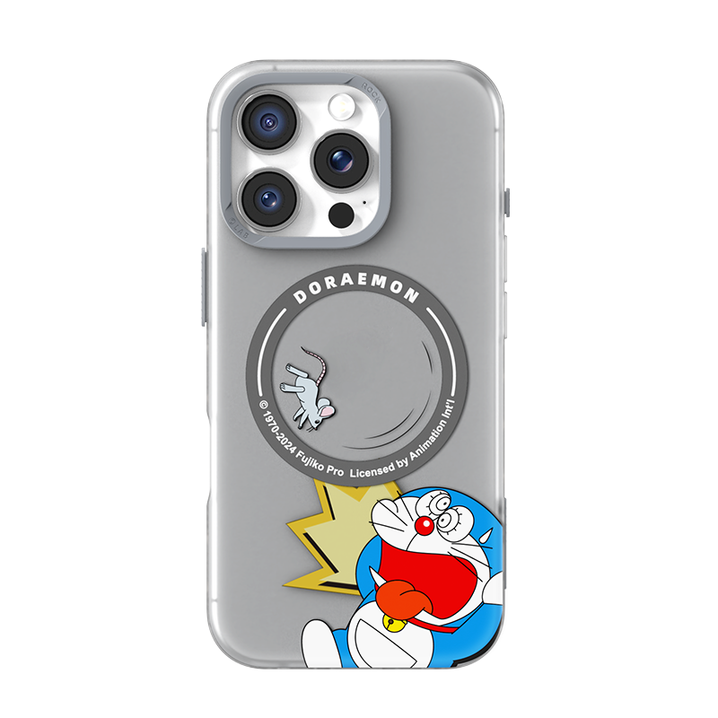 Doraemon In Share Magnetic Case (iPhone 15 Pro - 16 Pro Max) (Grey) by Rock