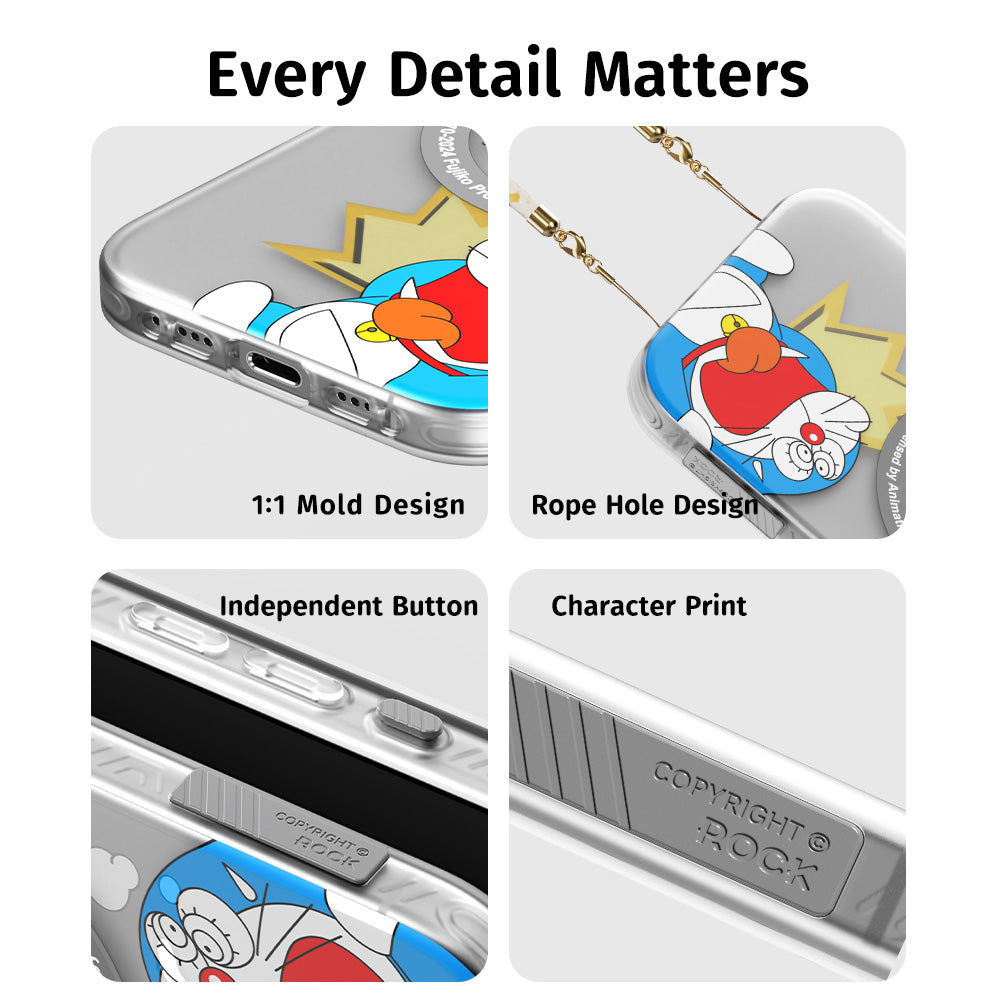 Doraemon In Share Magnetic Case (iPhone 15 Pro - 16 Pro Max) (Grey) by Rock