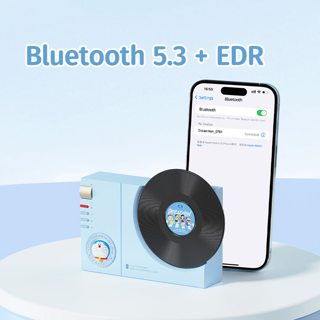 Doraemon Vintage Record Player Style Speaker (Blue) by Rock