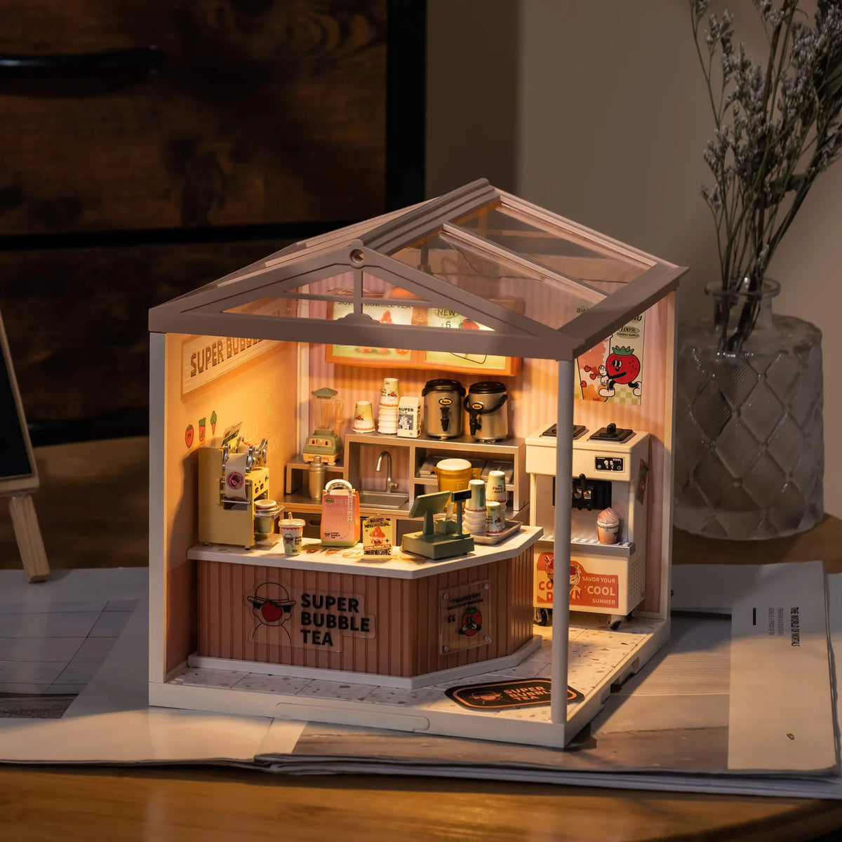 Super Creator Double Joy Bubble Tea DIY Miniature House (DW006) by Rolife