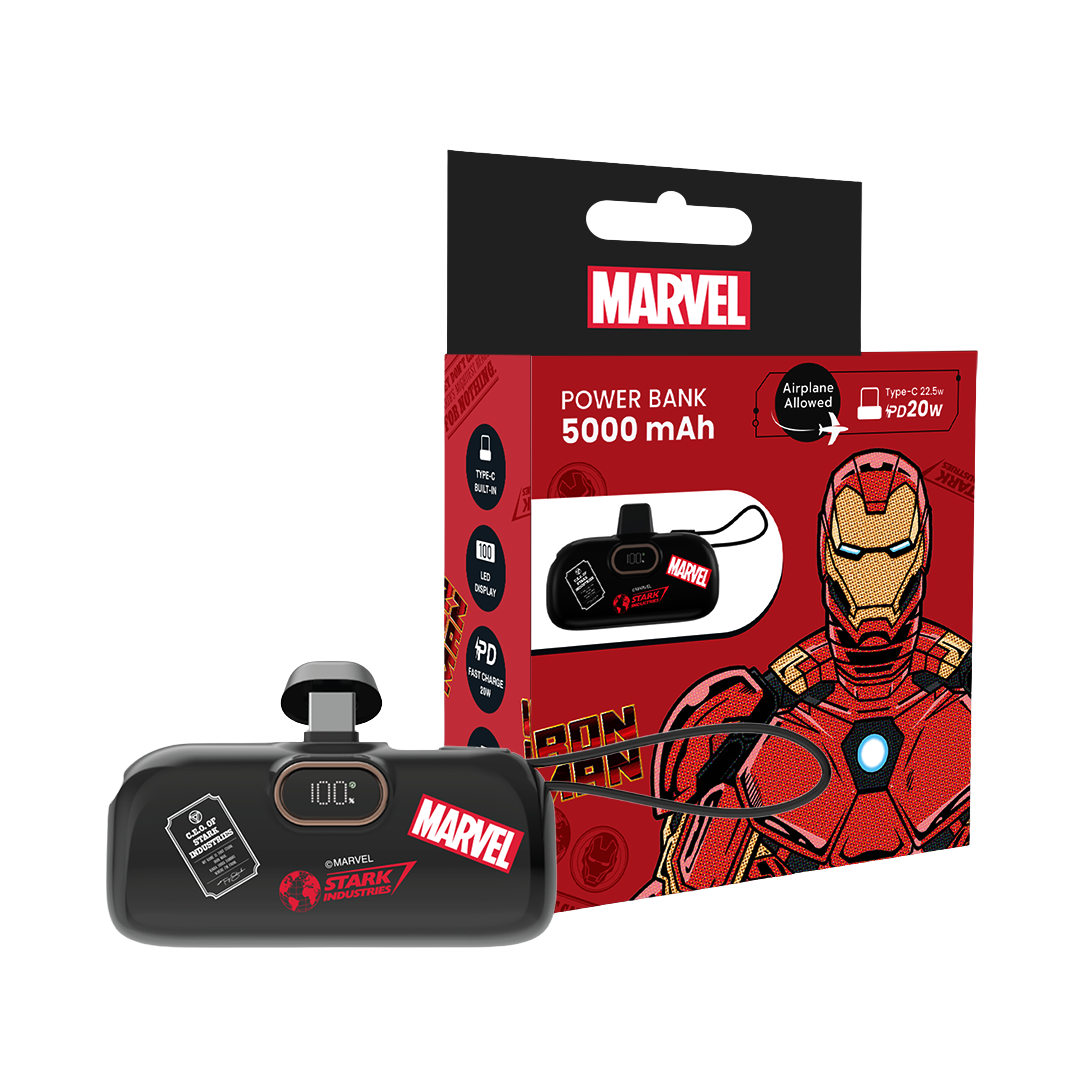 Iron Man Marvel Power Bank Type-C (5000mAh) (Black) by Amaze Max