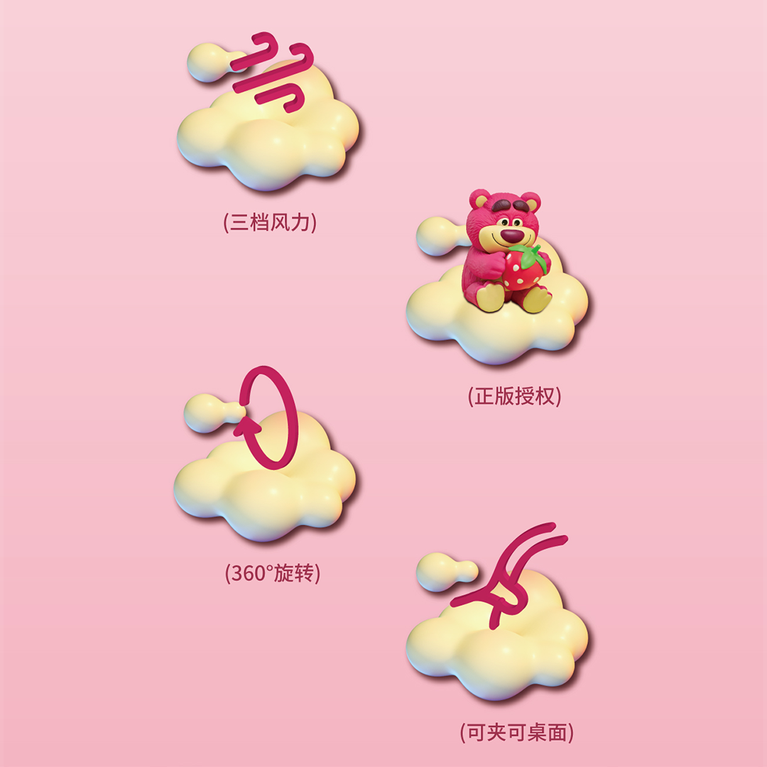Lotso Toy Story Clip Desktop Fan (Pink) by Amaze Max
